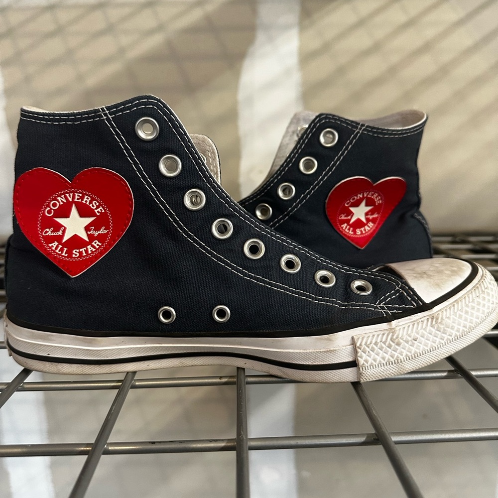Navy blue high top converse